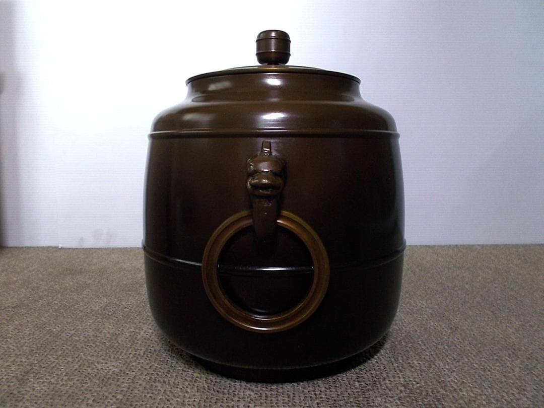 高岡銅器 唐銅風炉師 福島宗秀 唐銅 利休好 鬼面付 台子皆具 共箱 送料込み