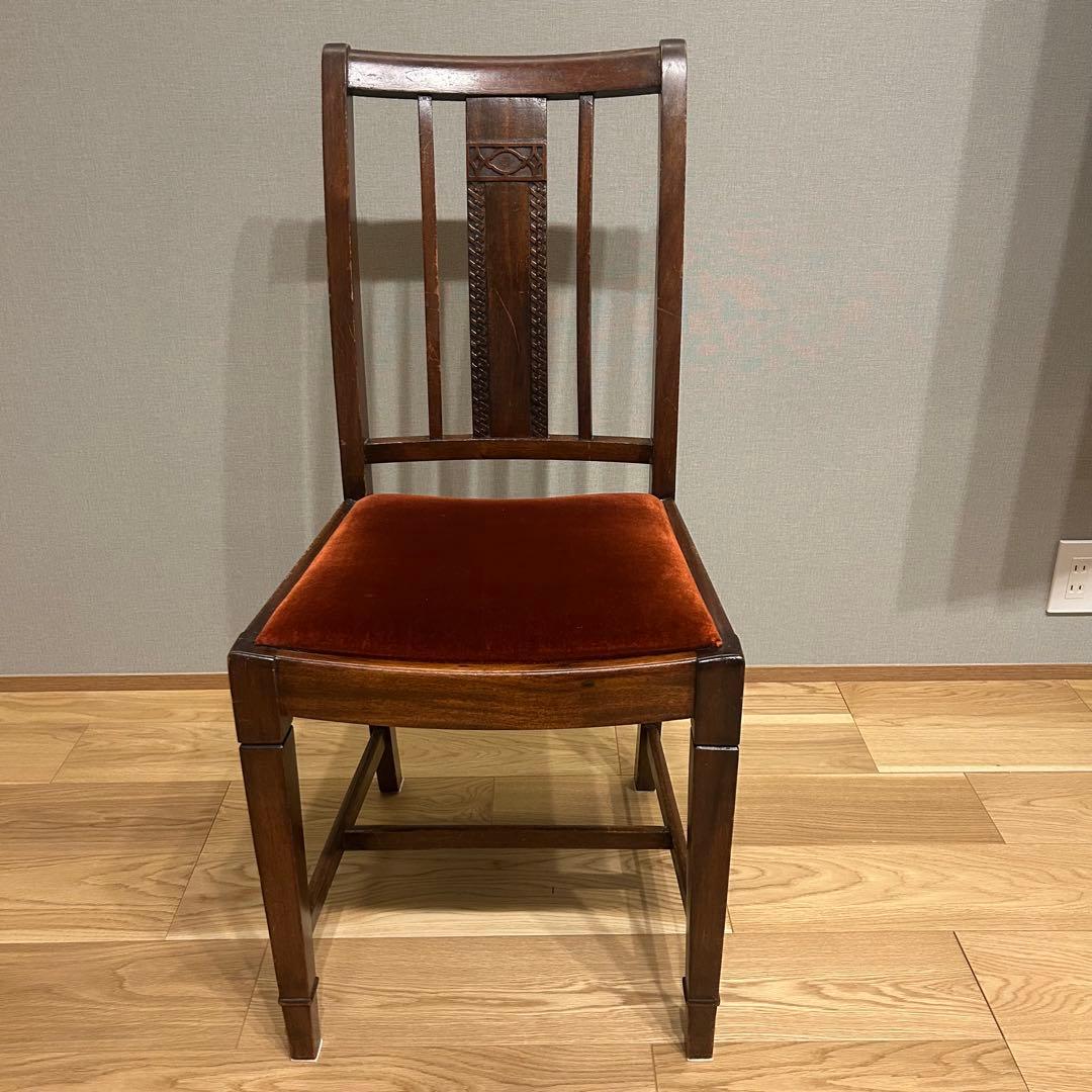 アンティーク家具　アンティークチェア　英国家具 椅子 ベルベット　二脚セット