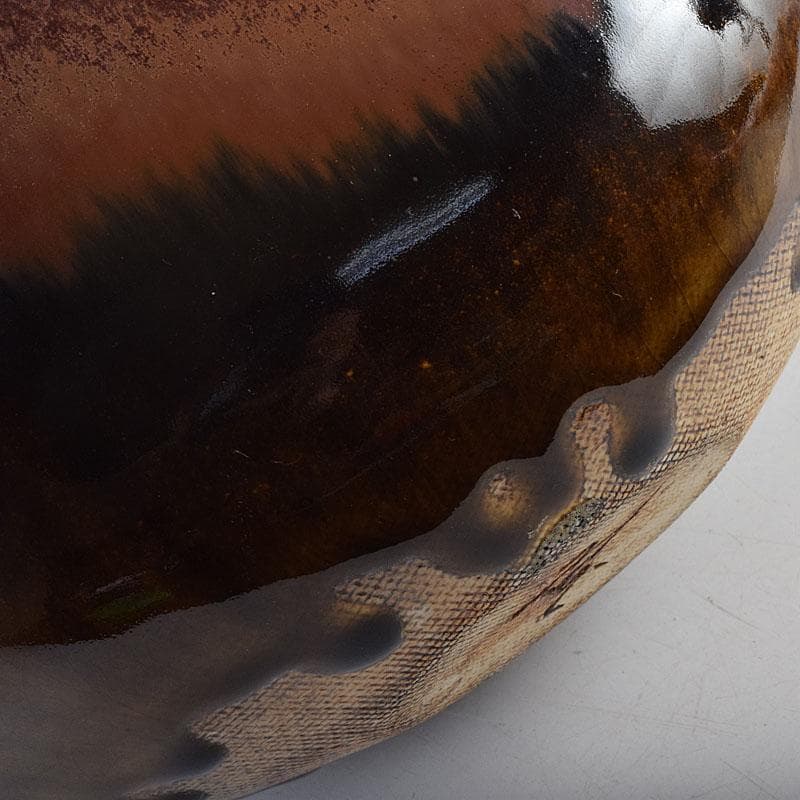 神谷英介　鉄彩扁壷　共布共箱　V　R8924