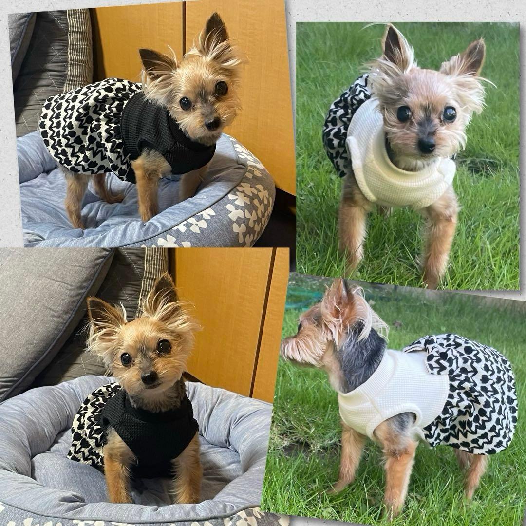 ハンドメイド犬服　切替えワンピ　ハイウエスト　コーデュロイスカート★お袖変更可能