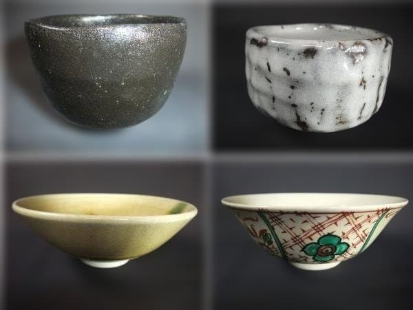 茶棚 抹茶茶碗 12個 収納箱 漆器 唐津 天目茶碗他１２点