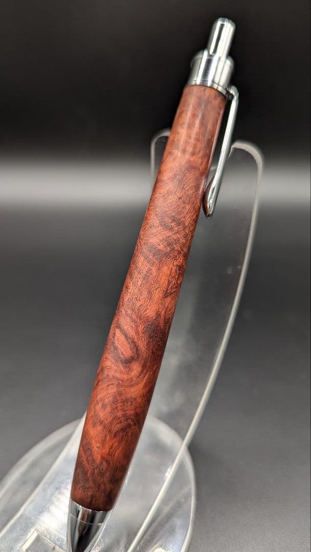 286ペン工房翌檜　本花梨　瘤杢　木軸シャーペン　木軸ボールペン