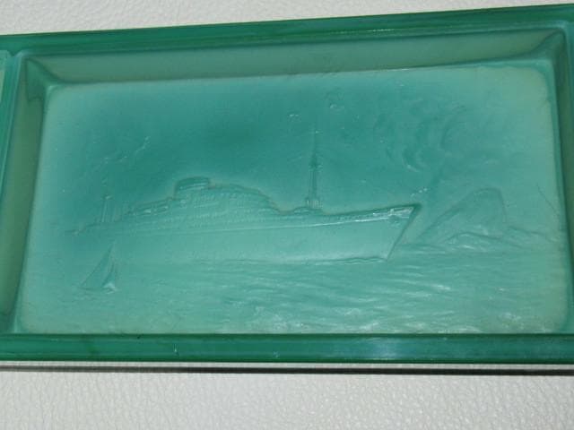 1940年代 小柴外一 幻技法◆岩城硝子 練硝子 大阪商船ぶらじる丸 緑プレート