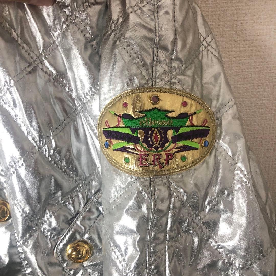 ellesse エレッセ ファー付き ヴィンテージ スキーウェア シルバー M