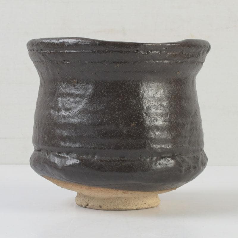 北大路魯山人作　瀬戸焼　瀬戸黒　茶碗　共箱　V　9878