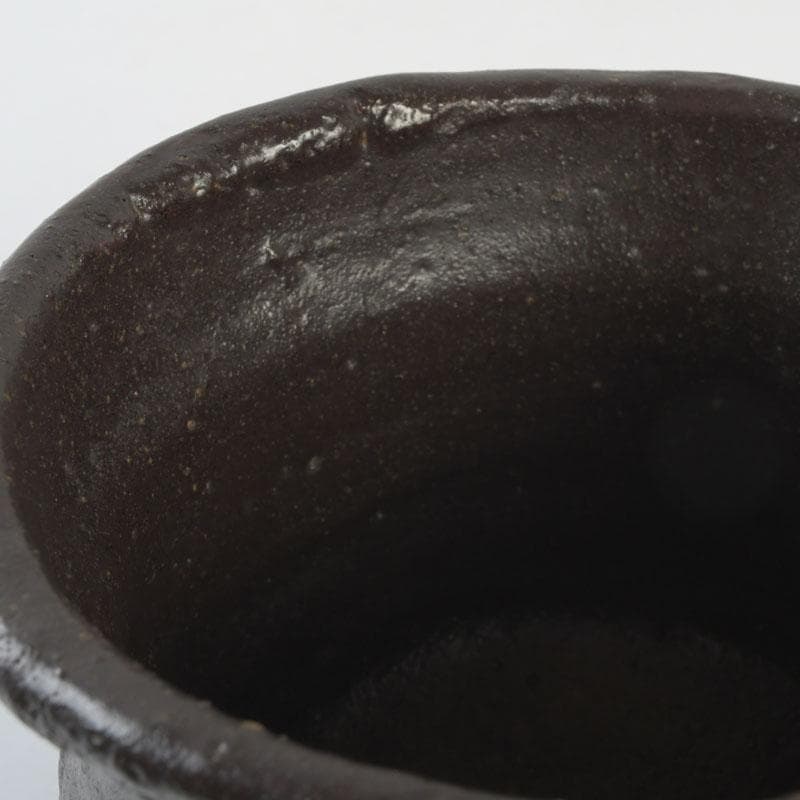 北大路魯山人作　瀬戸焼　瀬戸黒　茶碗　共箱　V　9878