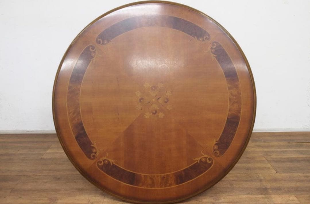 イタリア製 LINEA 象嵌ダイニング ラウンド テーブル 丸 円形 猫脚