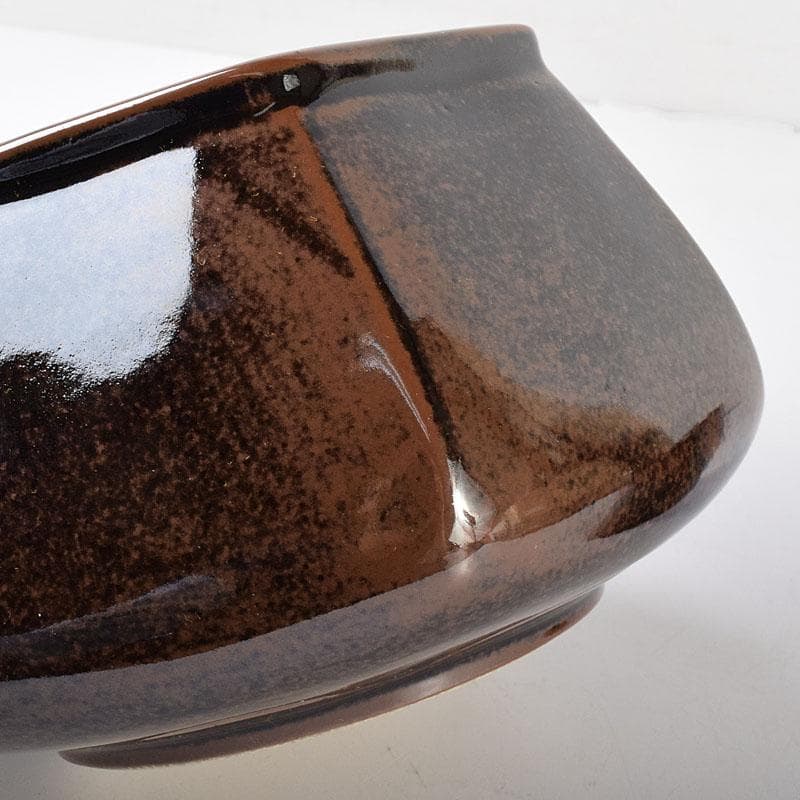 茶道具　膳所焼　陽炎園造　淡海ぜぜ　六角建水　花入　共箱　C　7090