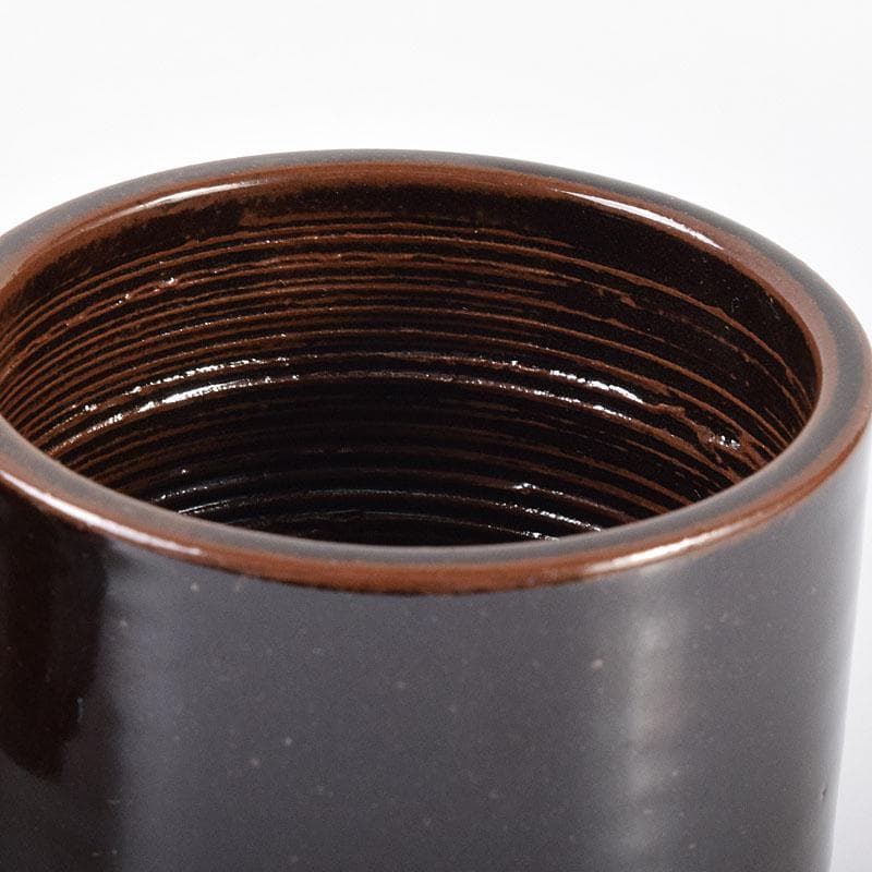 茶道具　膳所焼　陽炎園造　淡海ぜぜ　六角建水　花入　共箱　C　7090