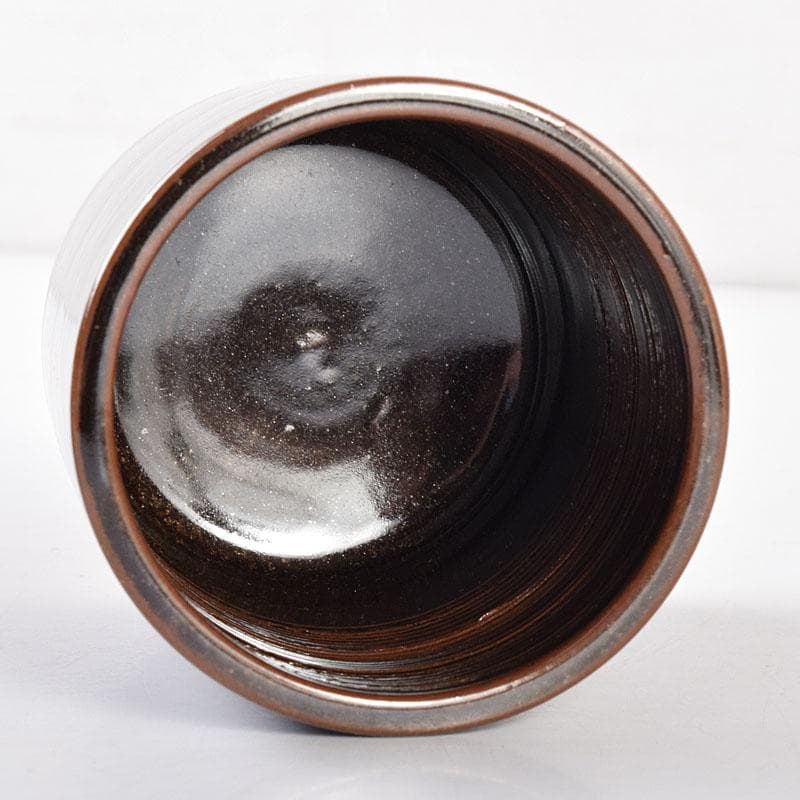 茶道具　膳所焼　陽炎園造　淡海ぜぜ　六角建水　花入　共箱　C　7090