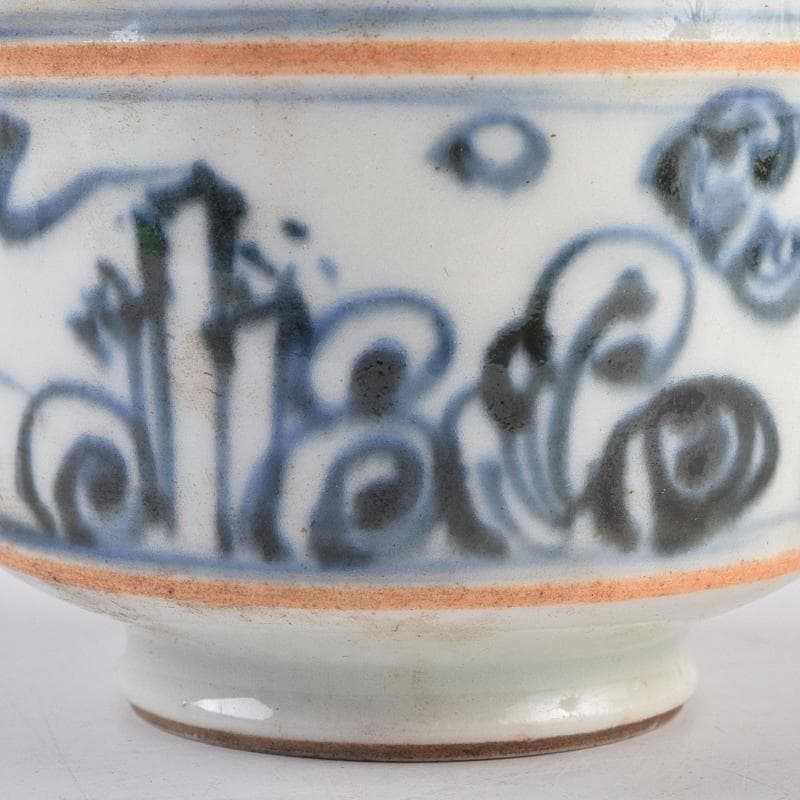 茶道具　京焼　滝口加全作　染付山水文　香炉　透かし火屋付　M　R8878