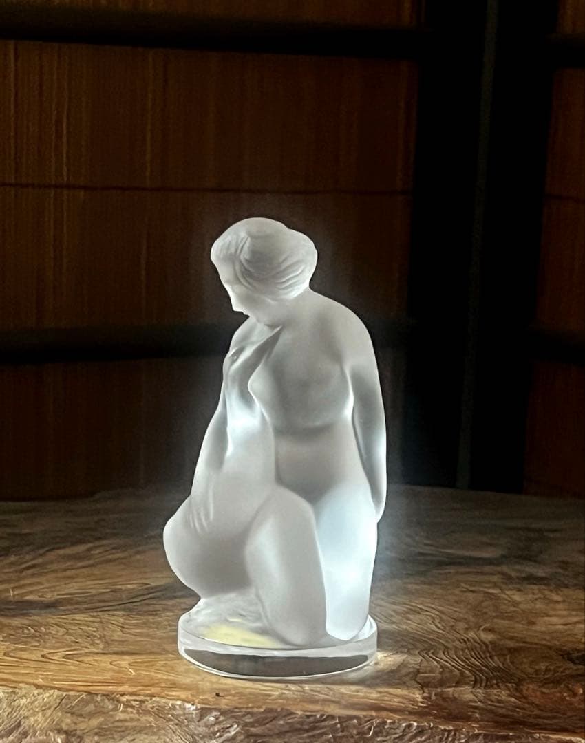 OLD LALIQUE フロストクリスタル女性像と白鳥