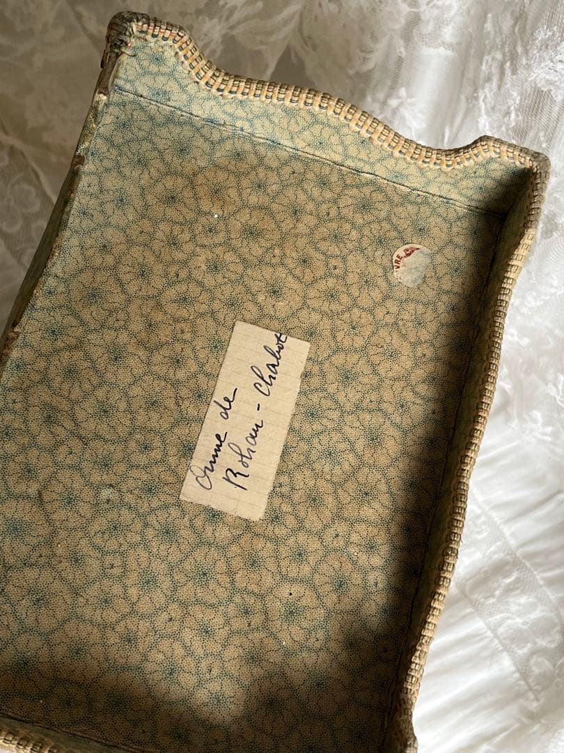 アンティークブロカントフレンチフランスカルトナージュボックスローズ布箱チェスト