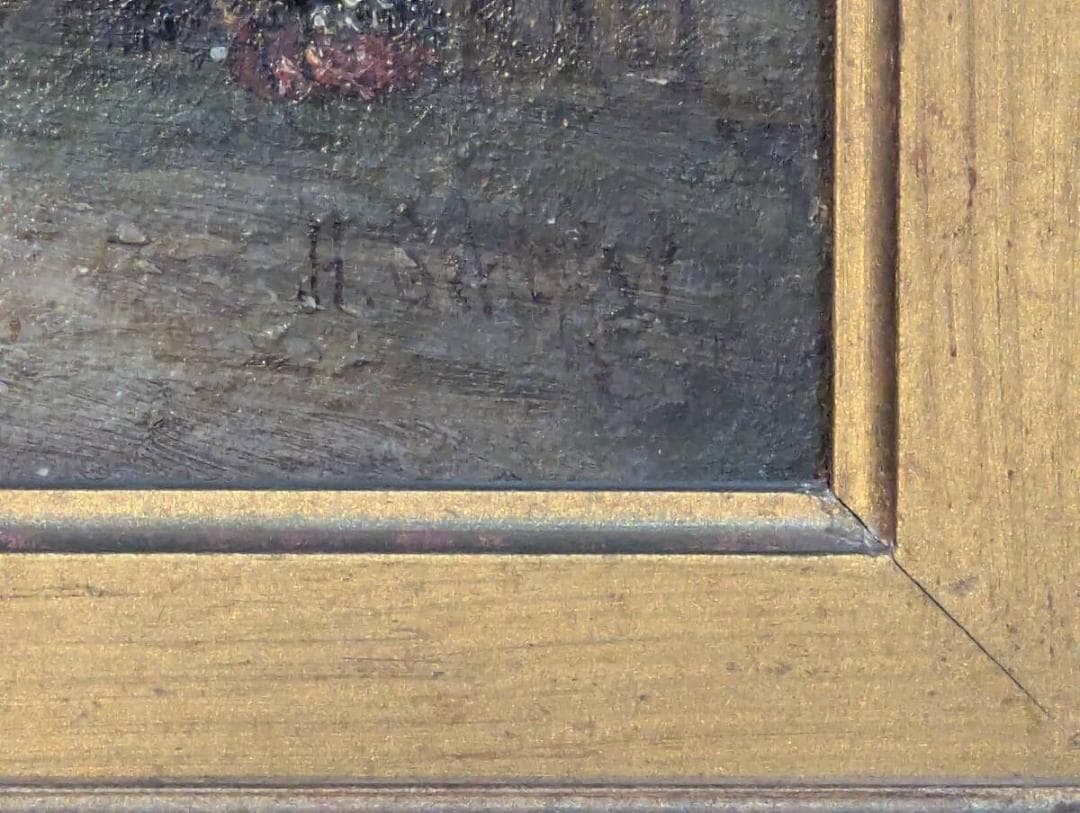 【真作】絵画　ヘンリー・シェーファー　油彩　ヨーロッパ古都風景　Z31