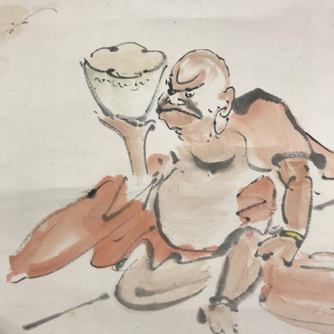 真作/江邨仙史/六聖人図/羅漢図/ラカン図/ラカン図/掛軸/名家伝来AH-558