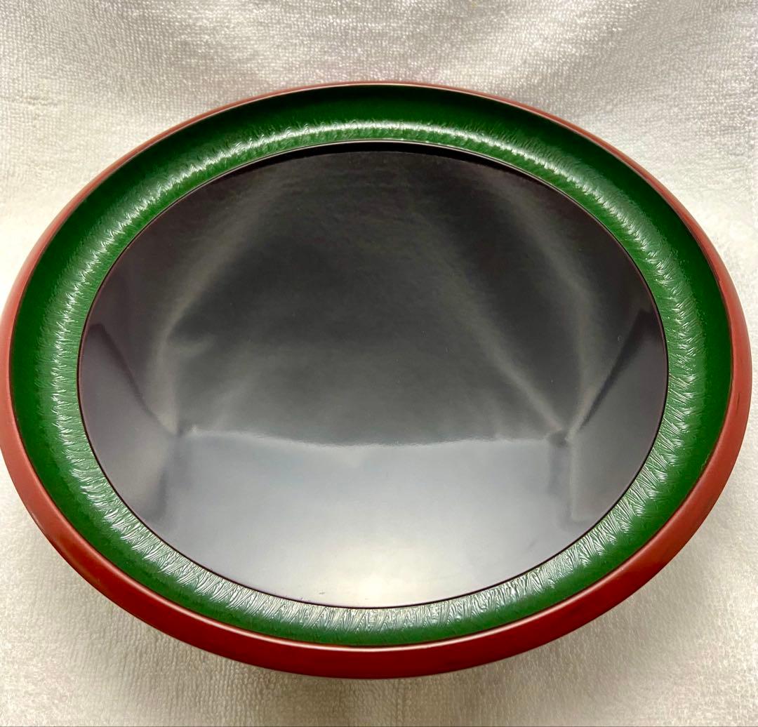 レア 茶道具 溜塗り桑名盆 丸盆 六代目 山本翠松作【匿名配送】