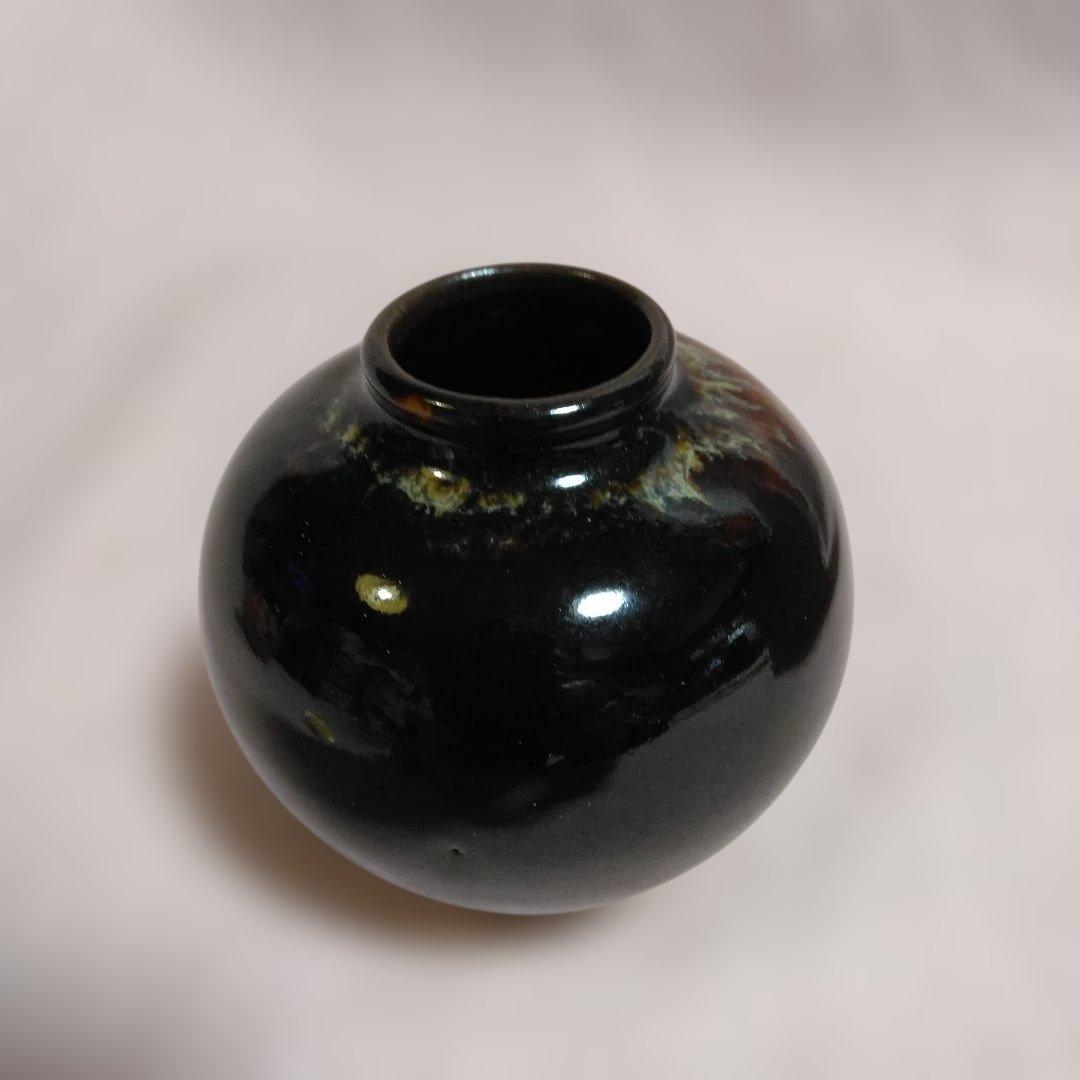 桶谷定一作　文琳茶入　 牡丹唐草仕覆付き