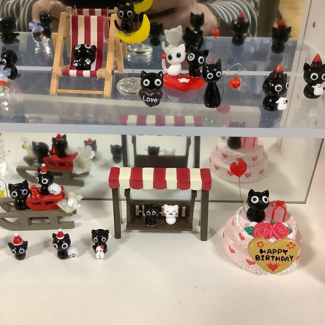 ガラス細工 くろねこ クロネコ 黒猫 黒 猫 ミニチュア その他 33個