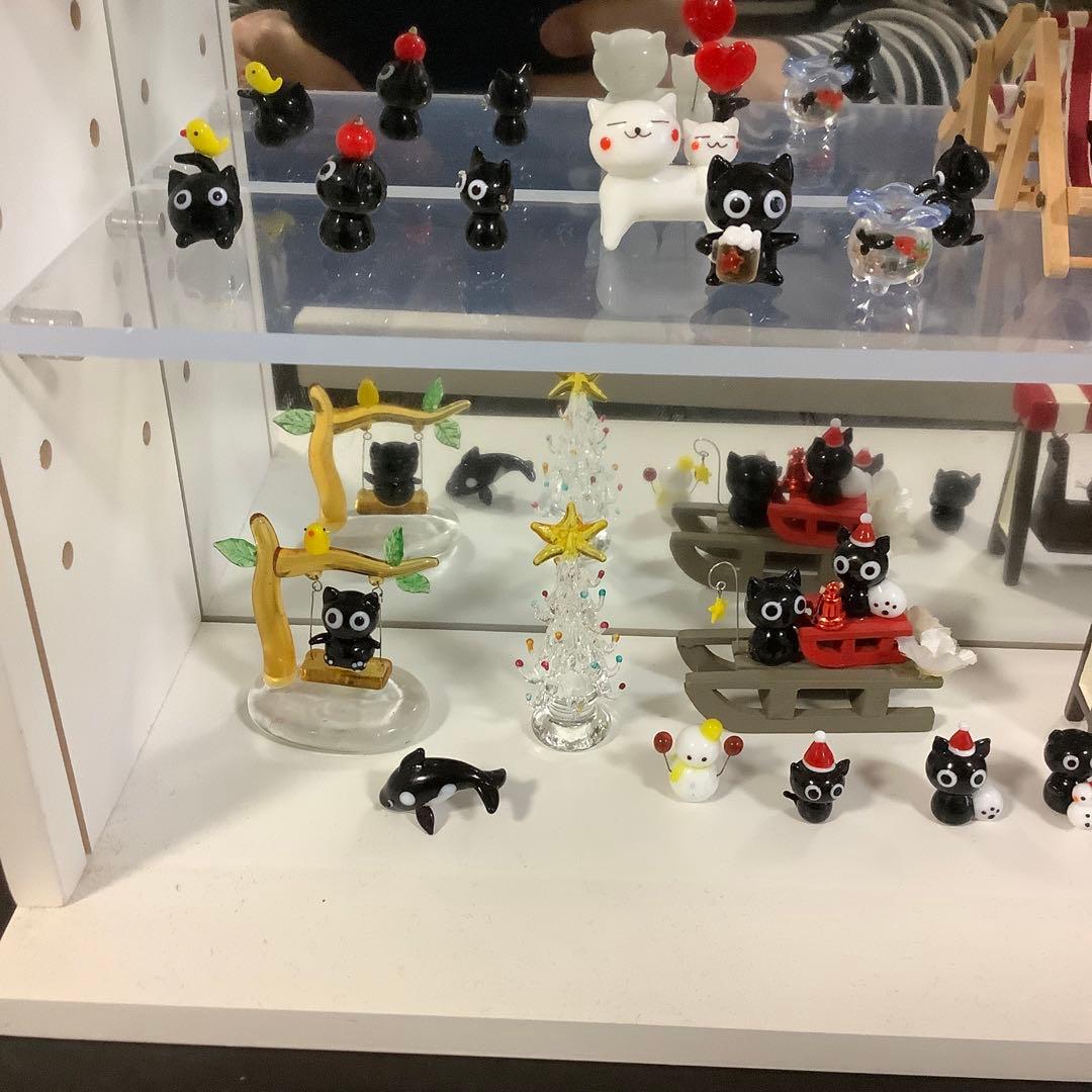 ガラス細工 くろねこ クロネコ 黒猫 黒 猫 ミニチュア その他 33個