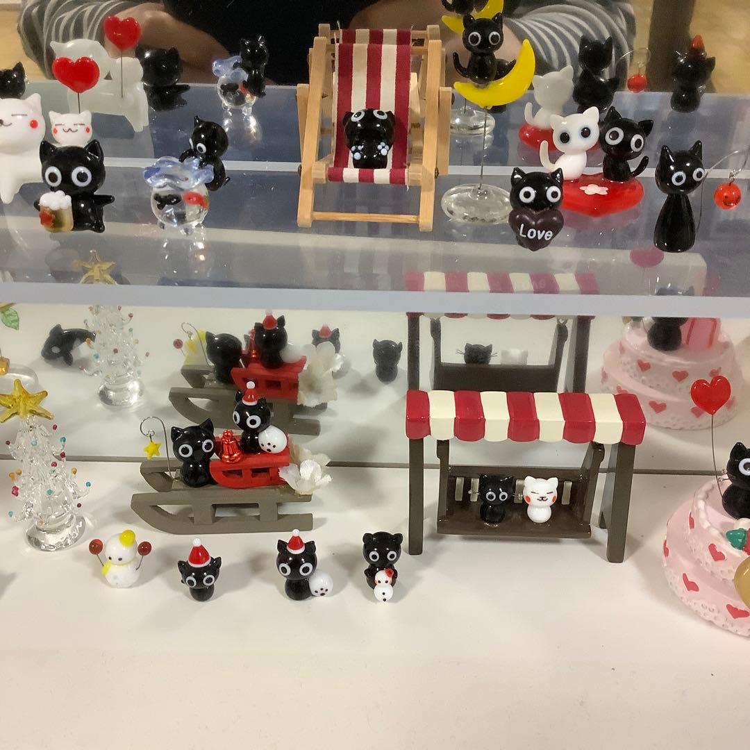 ガラス細工 くろねこ クロネコ 黒猫 黒 猫 ミニチュア その他 33個