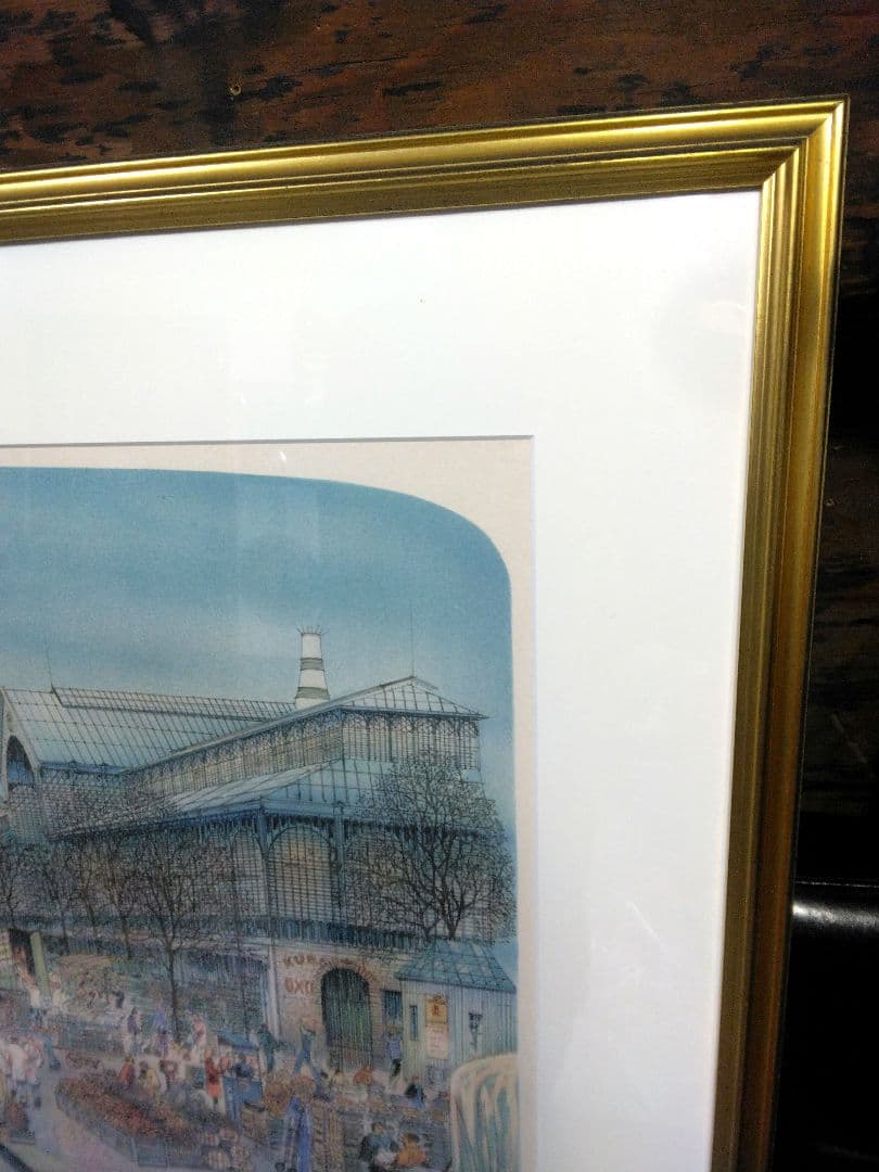 リトグラフ　ロルフ・ラフルスキー　「レ・アレ市場」　フランス　直筆サイン　限定