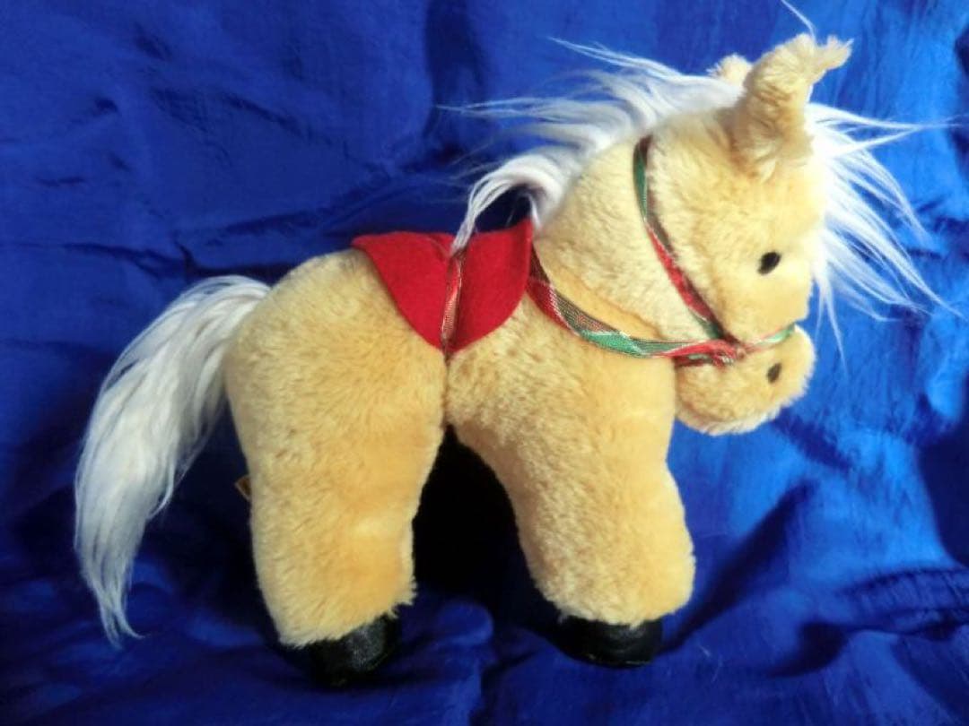 アンティーク　たてがみフサフサ　純羊毛使用　馬　ポニーぬいぐるみ　鞍付き　日本製