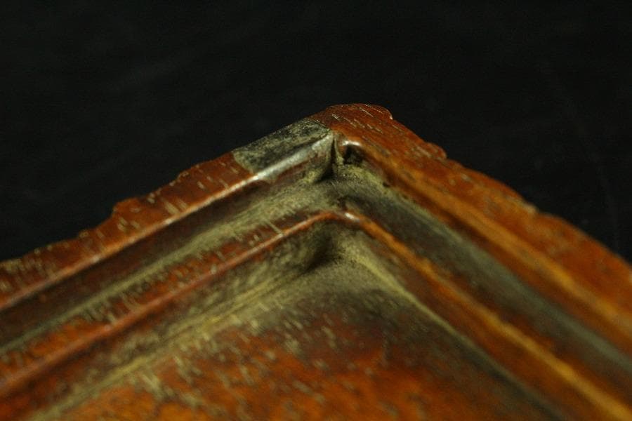 唐木 刻芭蕉 四方箱 旧家蔵出(K-A746)