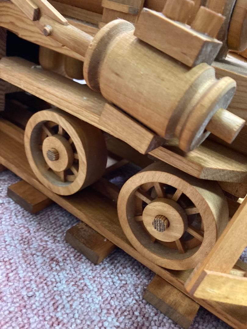 木製 蒸気機関車模型 約100cm レール付き