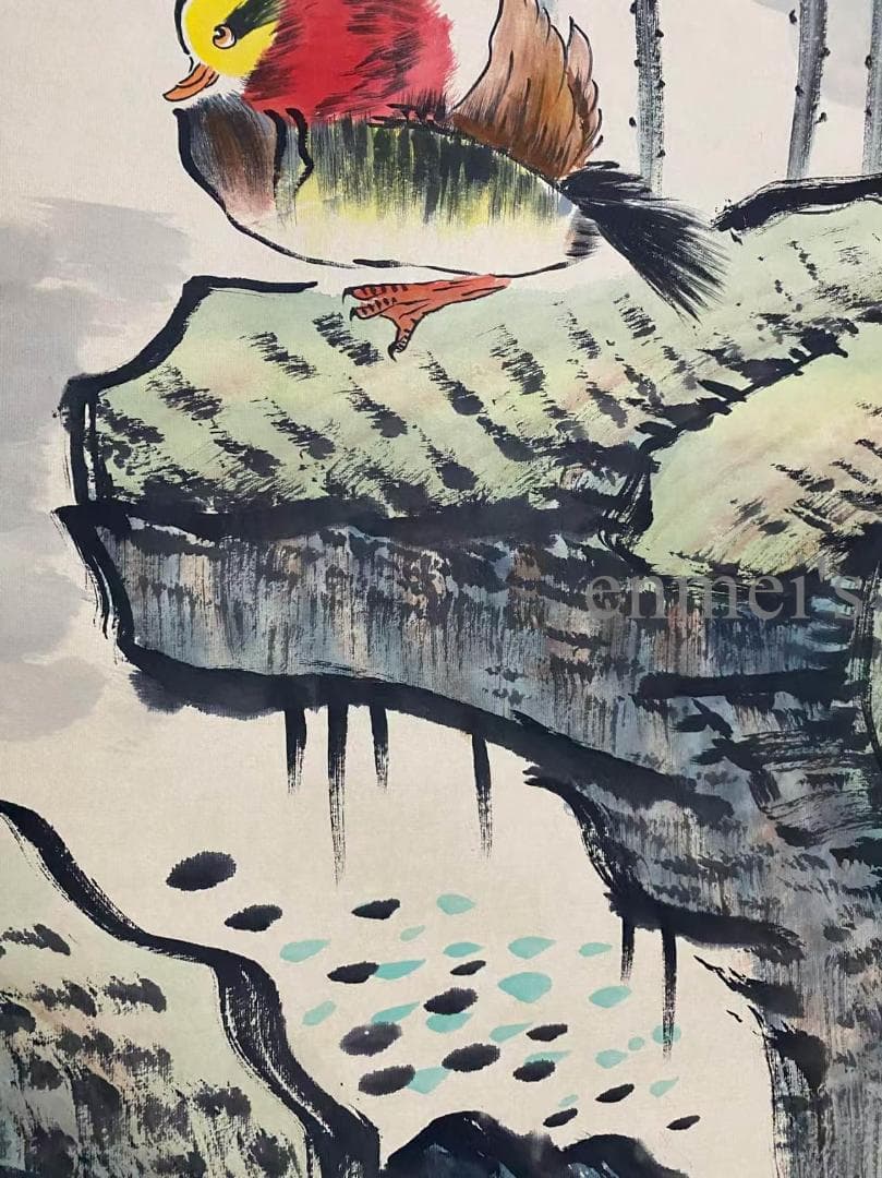 中国古美術 近代 齊白石款 花鳥画 水墨画 掛け軸 宣紙 唐物 書画 肉筆 古玩