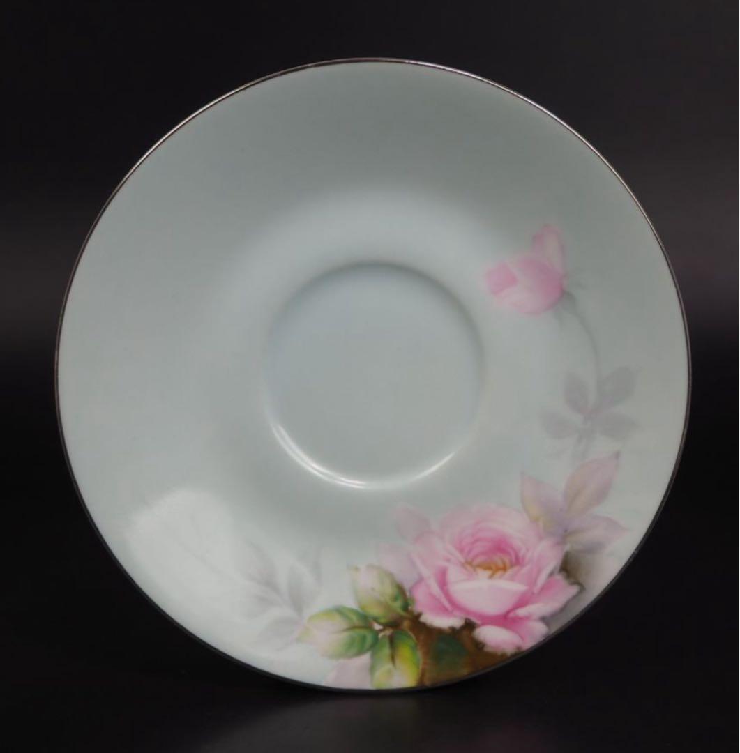 送料無料1912年 『オールドノリタケ』製 手描き薔薇文カップ＆ソーサー5客