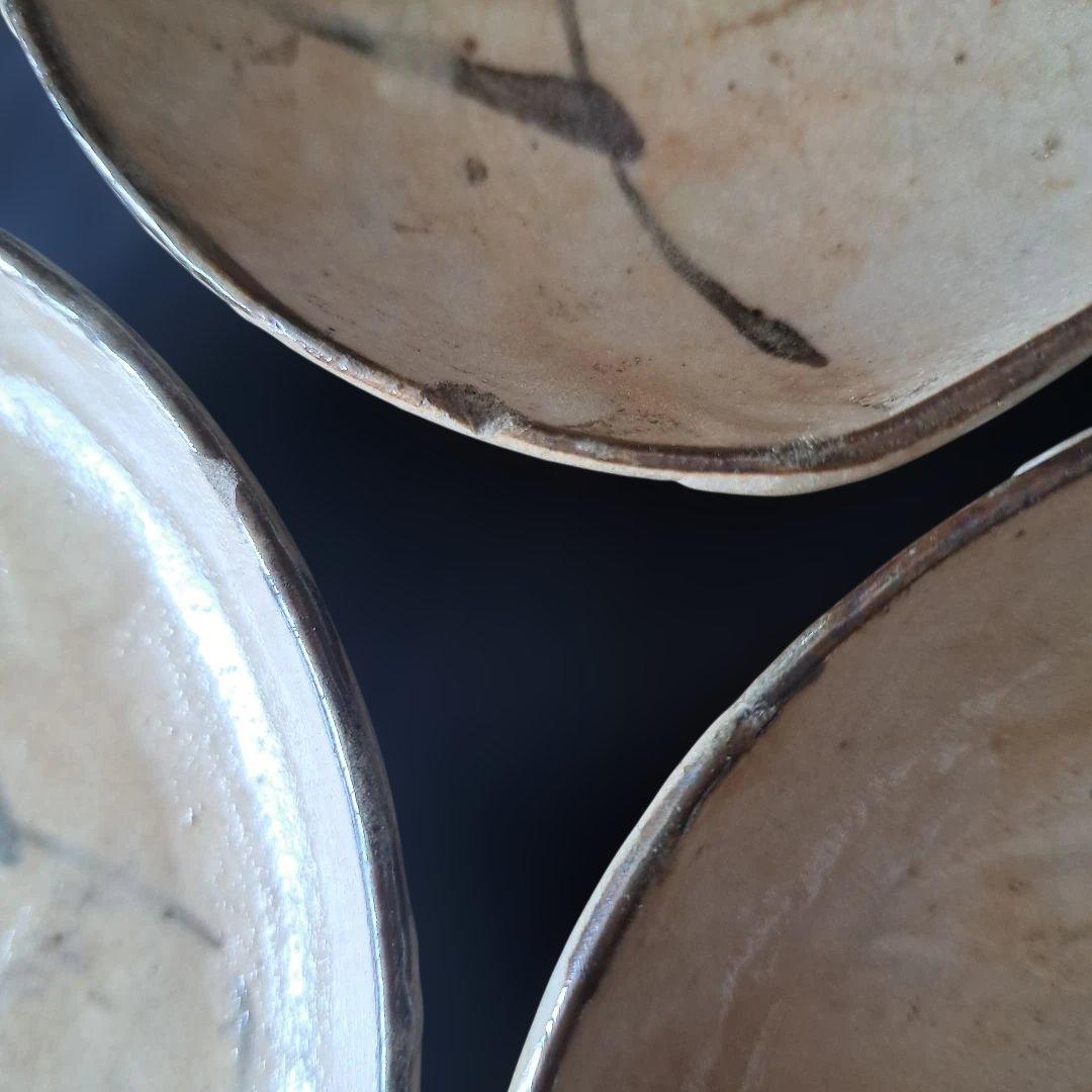 「渋さ 枯れ味 志野焼の魅力！」 志野皿(幅14cm)5客セット 箱付き 骨董ア