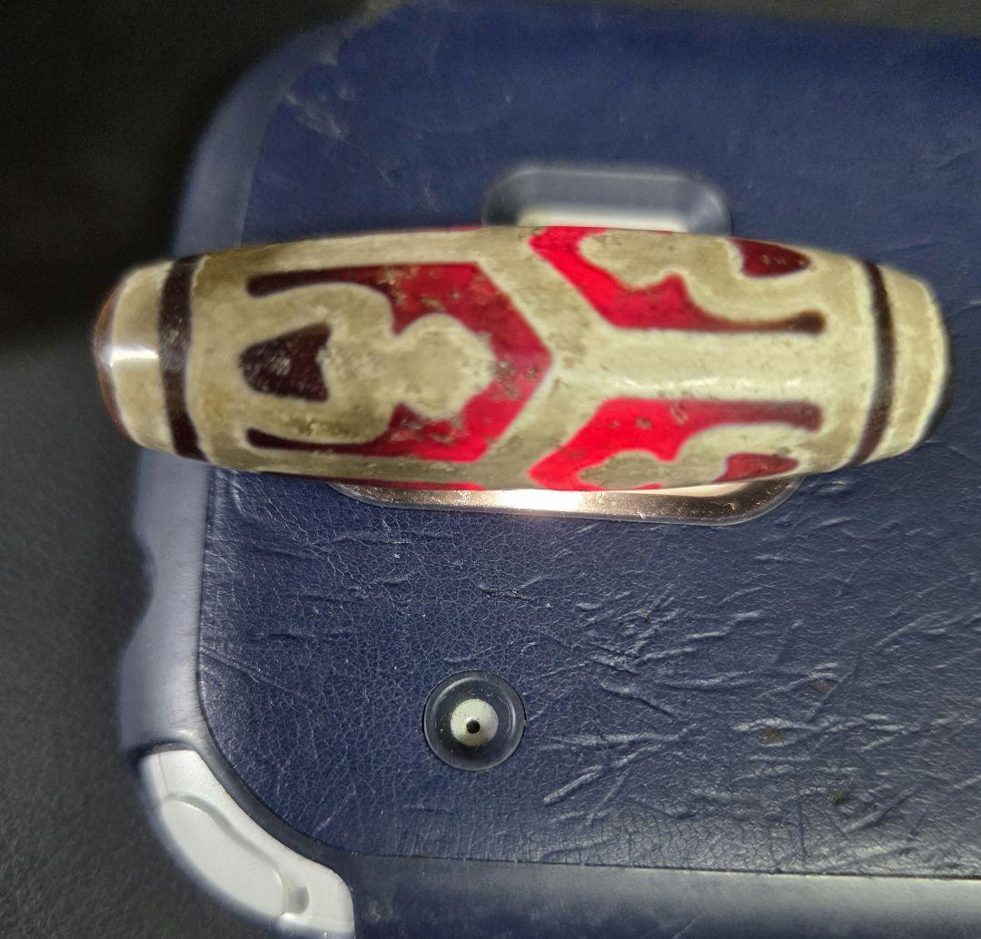 865　天珠　亀甲長壽蓮花宝瓶天珠　紅玉髄.貴重　珍品　dzibeads！