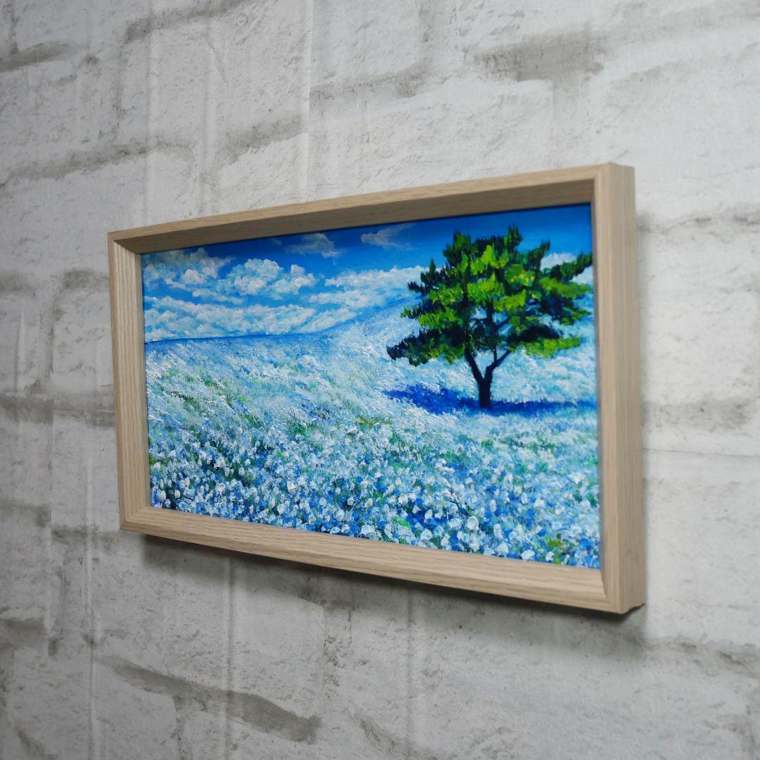 長方形ミニ絵画【ネモフィラの丘】