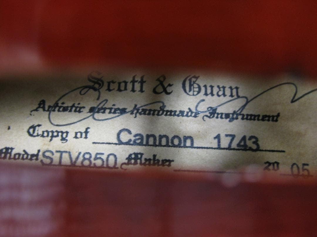 【良彩ガルネリ型カノン砲】 Scott & Guan STV850 バイオリン