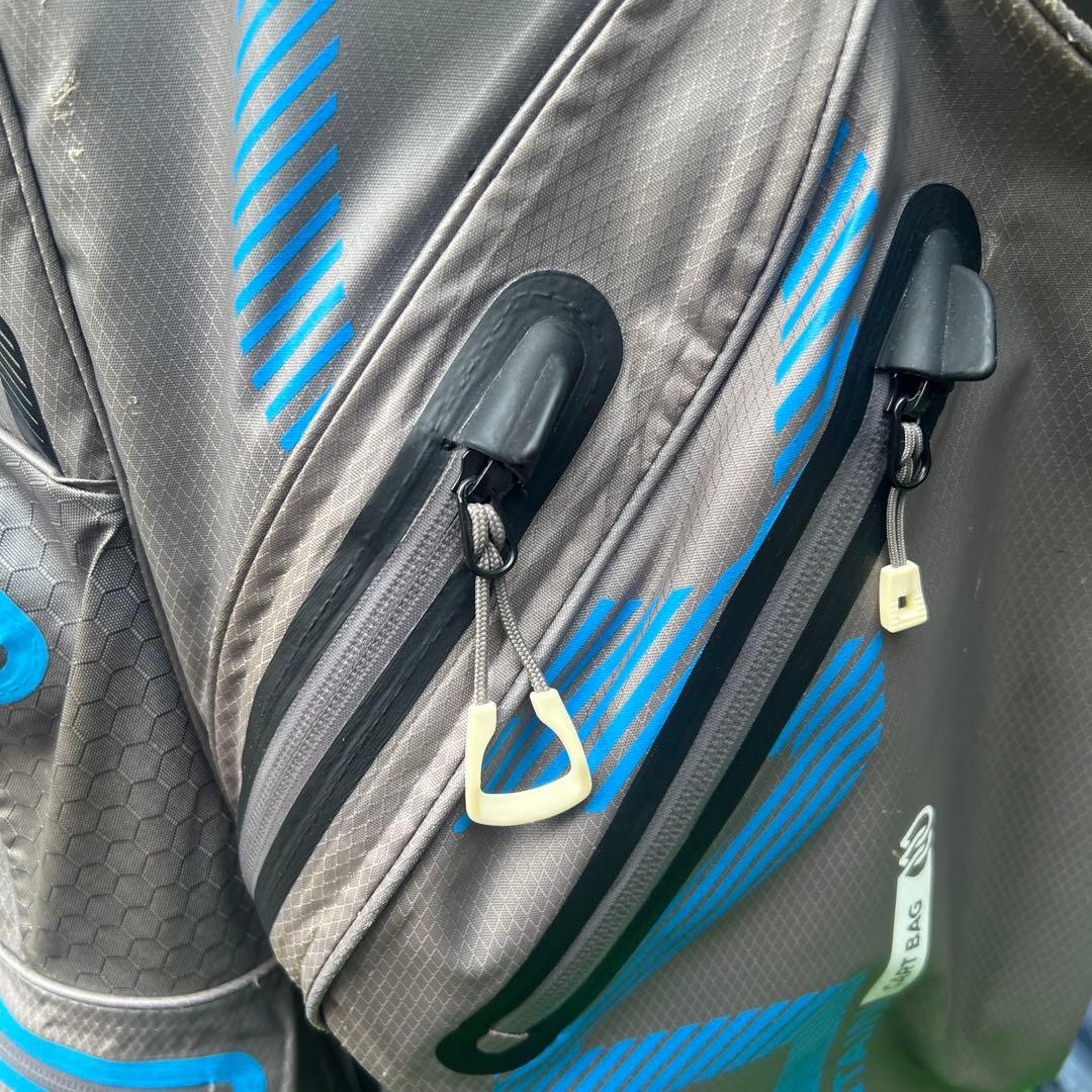 多機能ポケット付きゴルフバッグ グレー/青