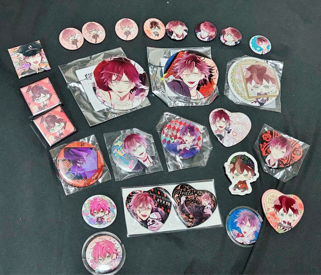 DIABOLIKLOVERS 逆巻アヤト 推し缶バッジ，デスパレードリングセット