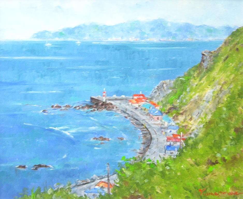 絵画 梅沢民雄 肉筆絵画 風景画 竜飛崎 F8