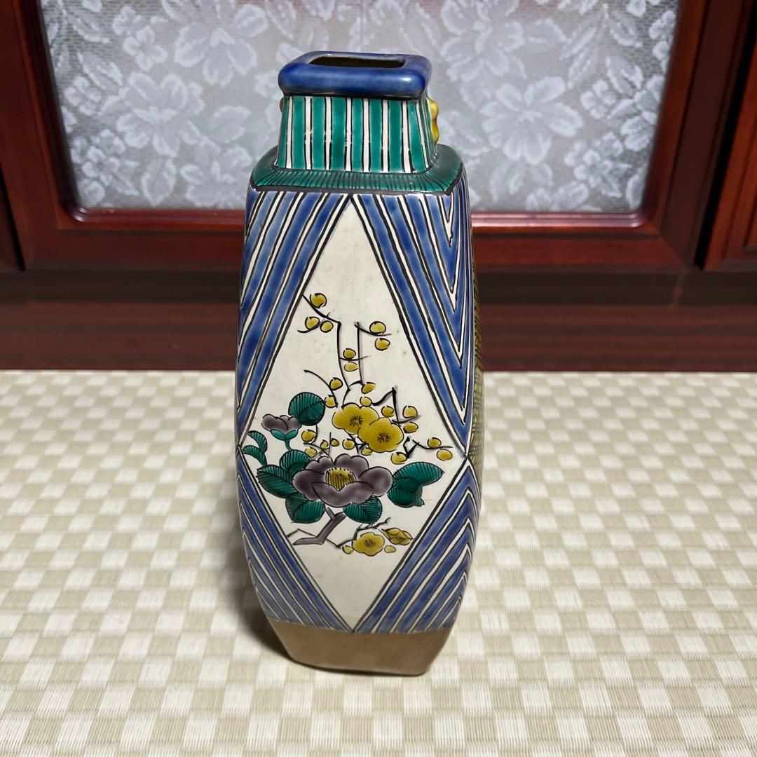 九谷焼　堀江青光　花瓶　花鳥絵