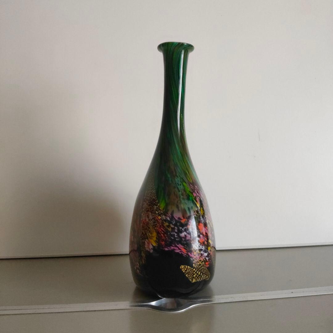 希少！ 津軽びいどろ 作家 秋村実 北洋ガラス フラワーベース 花瓶