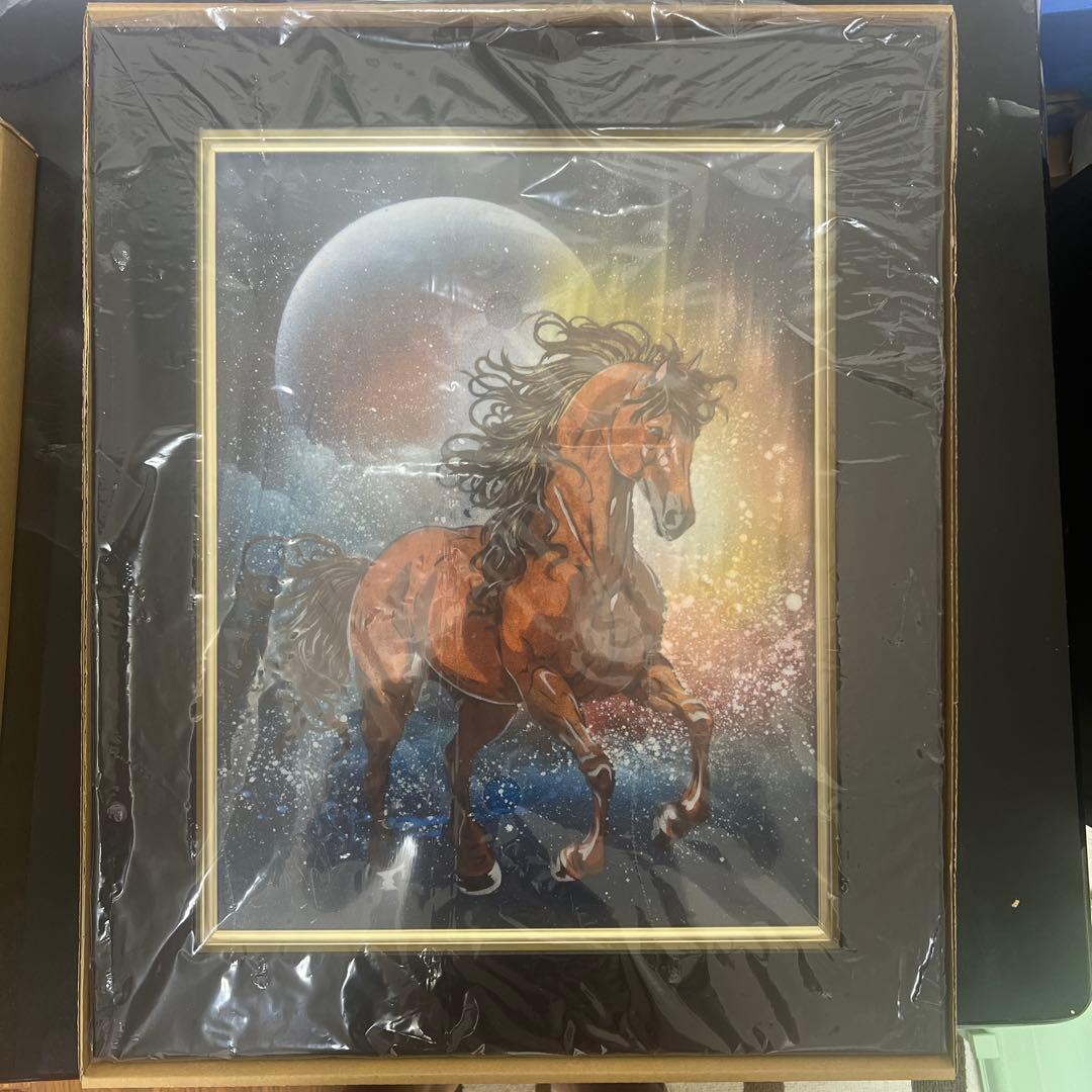 スプレーアートエデン　入手困難　原画馬キャンパスサイズ額付　今年の干支午　馬