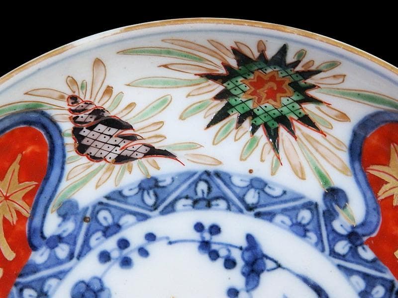 古伊万里　色絵　窓絵　貝の図　４寸皿　５枚　A137AS-CYs