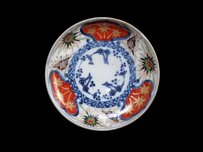 古伊万里　色絵　窓絵　貝の図　４寸皿　５枚　A137AS-CYs