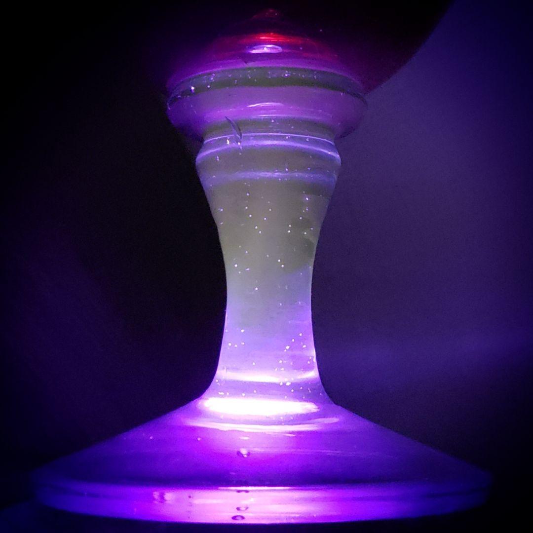 デザートグラス　氷コップ　色ガラス　輪花　ウランガラス　色絵付　明治　大正