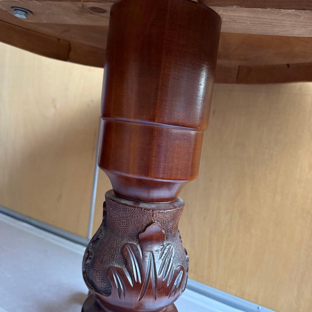 イタリア製 アンティーク調 象嵌 猫脚 丸型 ダイニングテーブル ラウンド 木