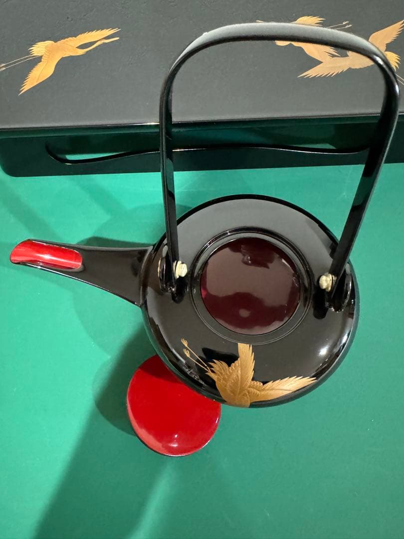 能登輪島塗　屠蘇揃い　鶴　蒔絵　美品