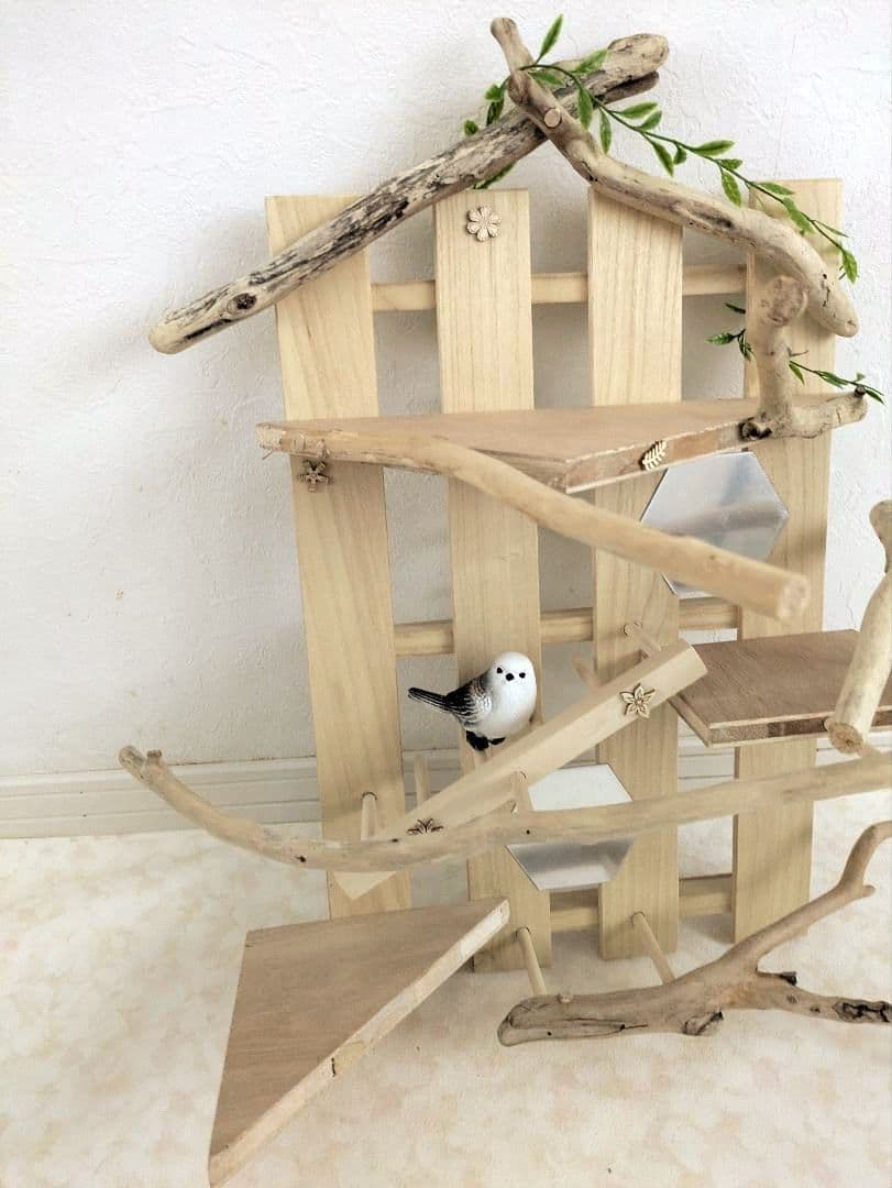 バードアスレチック　流木　壁掛け 止まり木 37バードトイ　バードジム