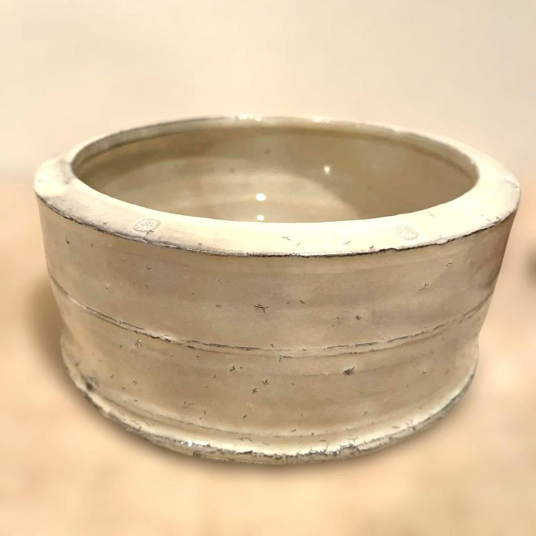 笠間焼　陶芸作家　馬場浩二作　粉引　 蓋物　未使用