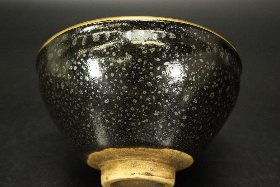茶道具 油滴天目茶碗 天目台 時代(ZE548)
