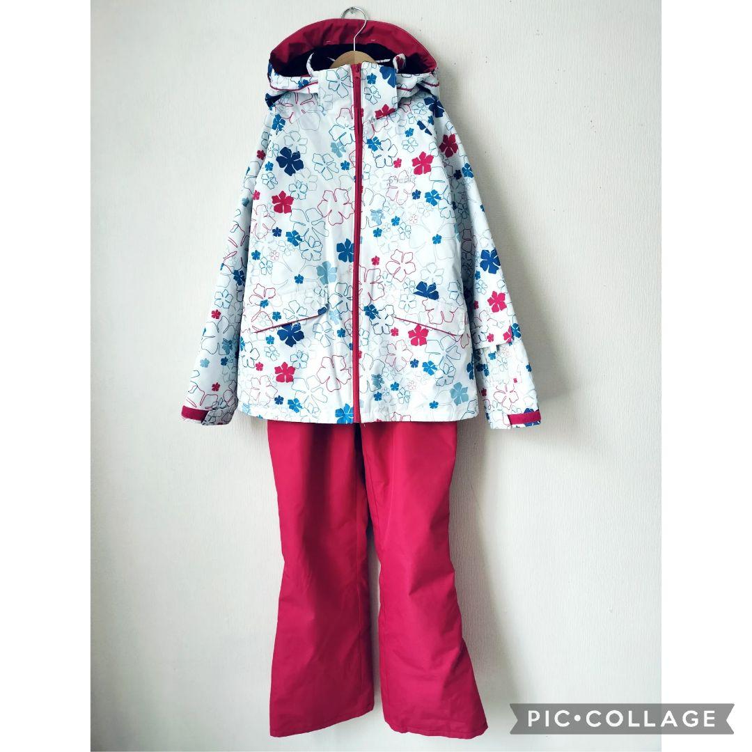 美品　Phenix クリスタルガールズ スキーウェア 160 花柄×ピンク 上下