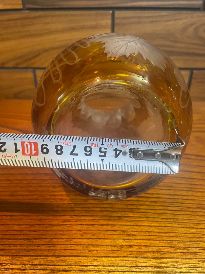 カガミクリスタル　色被せ　黄色　花瓶×1　各務クリスタル　重さ約2.2kg